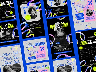 Blue Grey Y2K Branding Coach Instagram Set blue branding branding coach fashion grey instagram instagram post instagram story social media social media branding y2k y2k style