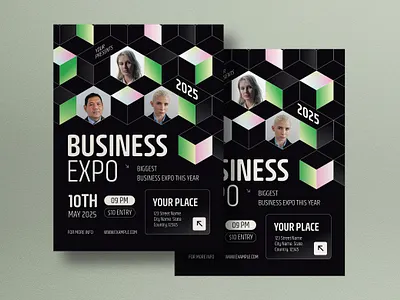 Black Gradient Geometric Modern Business Expo Flyer black business business conference business event business expo company conference event geometric gradient graphicook modern professional