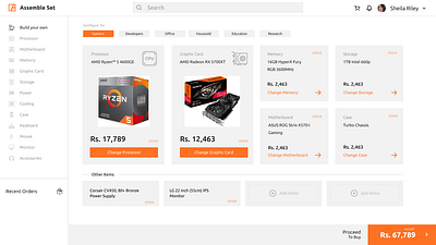 Assemble Set - AI powered PC Builder 3d ai computer dashboard ecommerce pc prebuilt saas ui ux webapp website