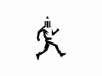 Creative Runner Logo abstract branding creativity design dinamic emblem geometric icon identity illustration innovation logo man mark pencil runner speed sport symbol vector