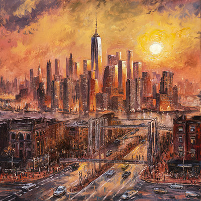 Sunlit Echoes of Old Manhattan design digital art graphic graphic design illustration pain painting photo wall art