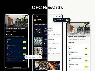 CFC Rewards blockchain coins crypto cryptocurrency dark mode design figma points property token