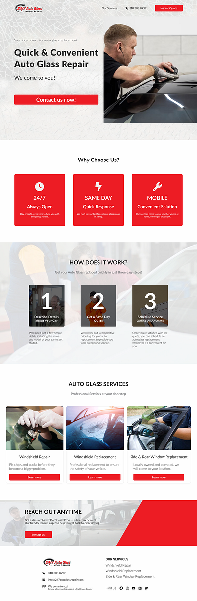 Auto Glass Repair Website auto glass auto glass website branding landing page refference ui web design website