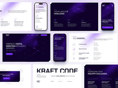 Kraftcode - main page code dark future gradient it landingpage purple ui website