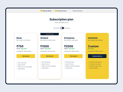 Subscription plan UI design plan pricing screen subscription ui ux web