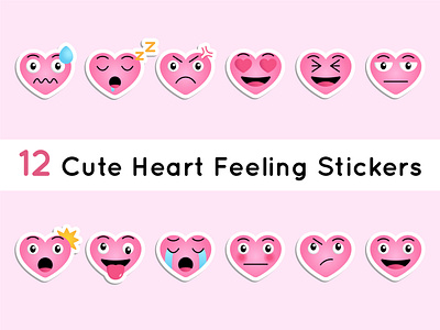 Stickriza - Cute Heart Feeling Expression Stickers character