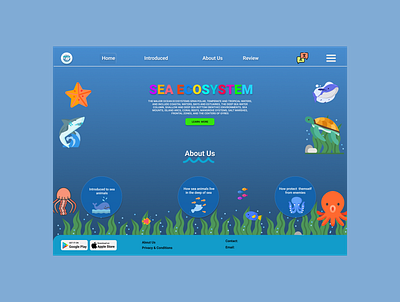 Ocean Ecosystem website for kids 3d animals branding ecosystem graphic design illustration logo motion graphics sea ui ux vector
