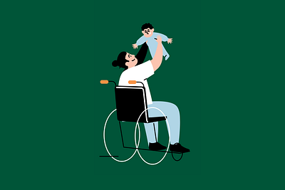 Character illustration for Plan for Victoria campaign baby campaign character diversity family flat illustration simple wheelchair