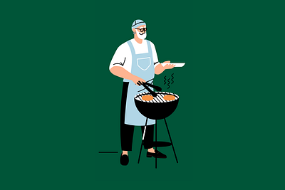 BBQ time bbq branding campaign character flat fry illustration illustrator man procreate simple