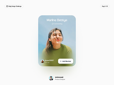 Profile Card 🍾 apple apple card card card design challenge component element follow glass ho3ein ios ios card profile story team ui ui kit user ux