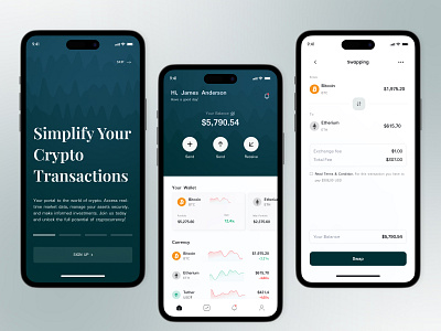 Crypto Wallet App app application bitcoin blokchain crypto crypto trading design mobile mobile app trading ui ui design uiux