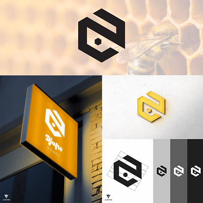 Djufro Honey Logo branding design food geometry graphic design honey illustration logo logogrid packaging