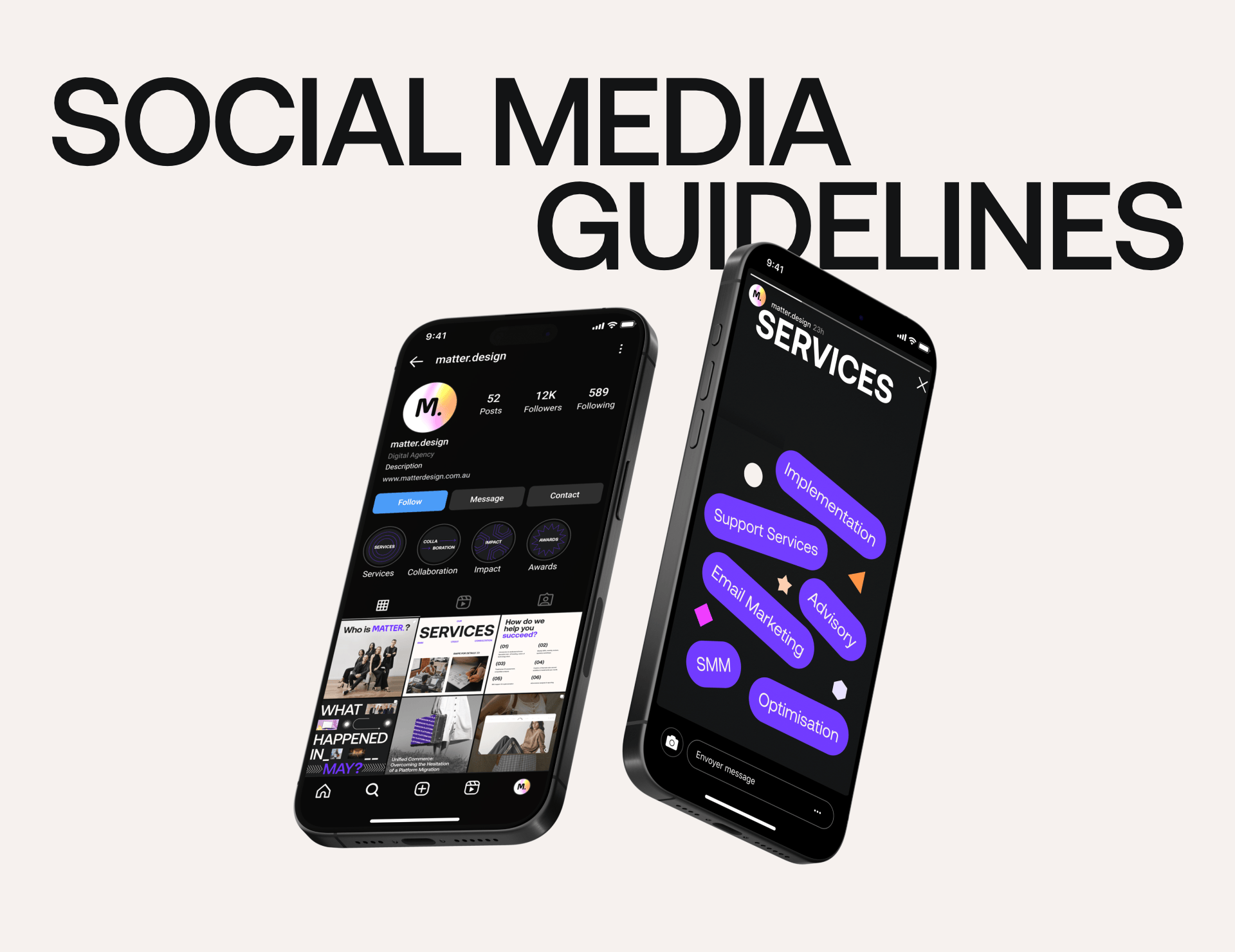 Social Media Guidelines 2024 animation creative agency design feed design figma graphic design highlights design instagram instagram redesign instastory design jitter rebranding smm social media social media design social media guidelines social media post story design