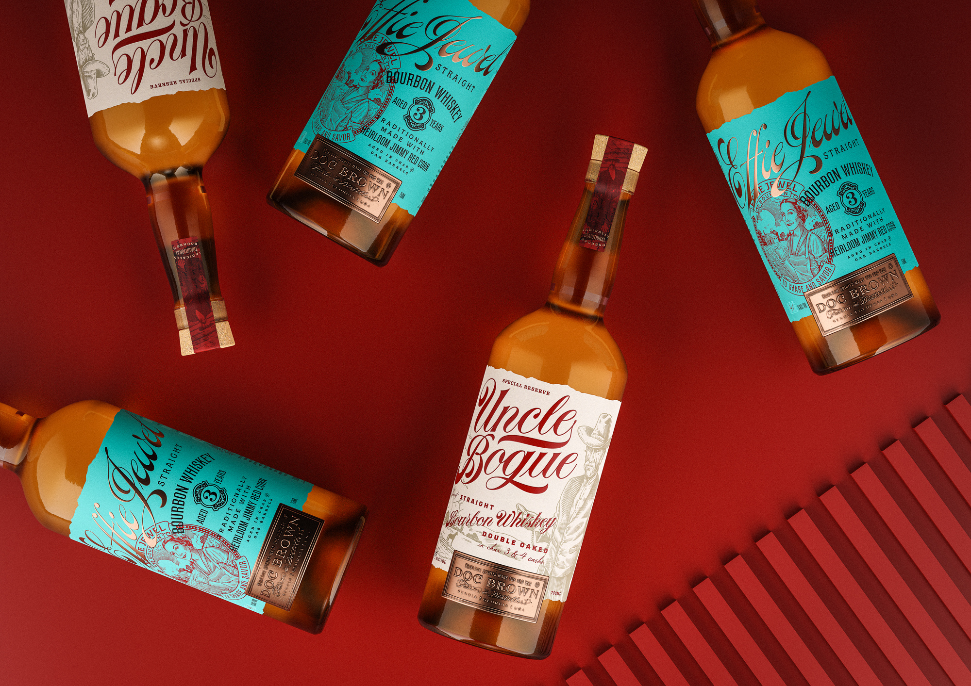 Doc Brown Farm & Distillers bourbon brand branding custom type design distilleries graphic design identity illustration lettering logo package design spirits type typography vintage whiskey