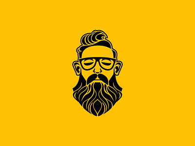 Bearded Man Logo barber beard branding design emblem face glasses hipster icon illustration logo male man mark portrait vector