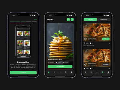 Saporia mobile app UI design logo mobile recipe startup ui uiux visual