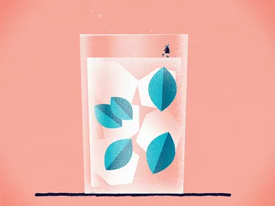 Ice, Ice Skating in the Glass of Mojito Cocktail 2danimation adobe illustrator animation cocktail design glass ice illustration mohito mojito motion graphics skating snow vector winter