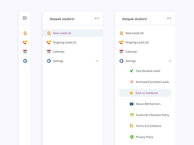 Sidebar Navigation - Website clean ui dashboard dropdown left nav bar left navigation leftbar ui leftnav bar product design side bar ux