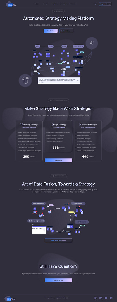 Automated Strategy Making Platform ai design ai powered ai powered design landing design landing page ui ui design user interface design website design