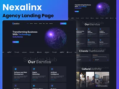Nexalinx-Agency landing Page agency website landing landing page modern design trendy design ui uiux ux