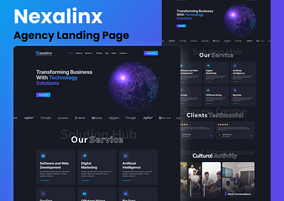 Nexalinx-Agency landing Page agency website landing landing page modern design trendy design ui uiux ux