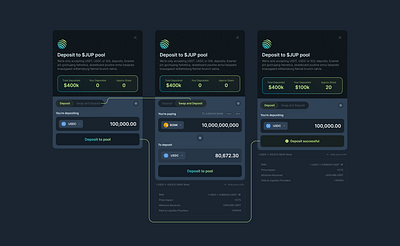 Pool Deposit bitcoin coin crypto dark mode defi deposit jupiter pool solana stable token usdc usdt