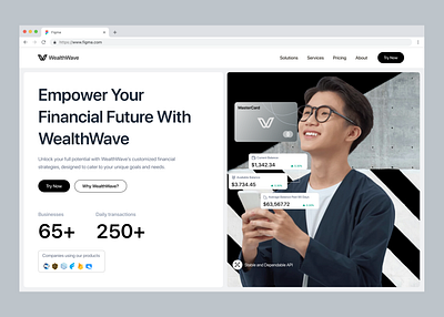 WealthWave - Financial Service Landing page banking design finance financial service fintech interface landing page landing page design product design ui uiux ux web design website