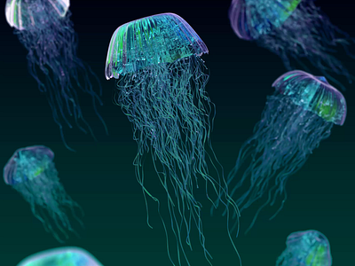 Jellyfish Animation 3d 3dmodel anerin animation blender colourful design digital fish geometry node gradient graphic design hue jellyfish motion motion graphics nature ocean sea water