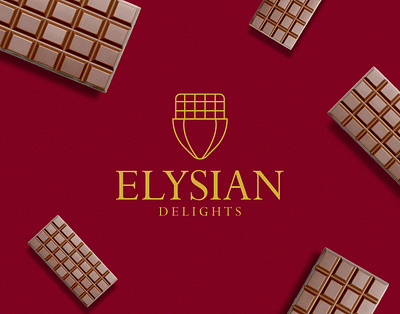 Elysian Delights - Brand Identity brand identity branding chocolate bar chocolate brand logo creative logo illustration logo logo design luxury brand luxury logo modern product