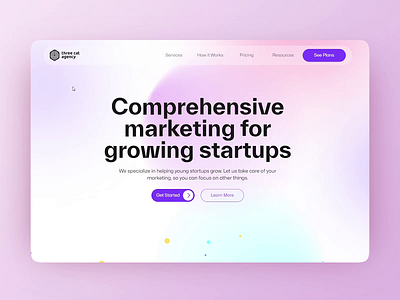 Three Cat Agency Website design intractive landing page layout marketing modern purple smm ui uiux web web page webflow website
