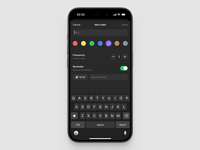 Habit tracker App create dark habit ios mobile app modal tracker ui