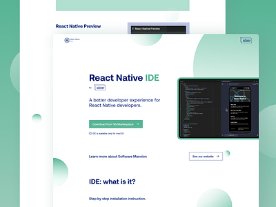 IDE - landing page bubbles framework homepage ide landing page react native rwd ui visual web website