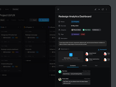 Task Details - Dark mode app brand branding calendar clean design minimal navigation productivity app saas task details task management ui user experience ux