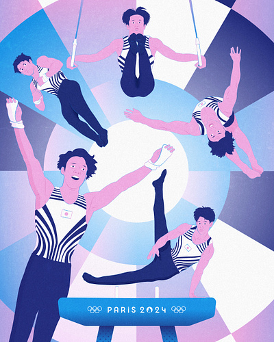 Paris 2024 Olympics Art: Day 3 art artistic design digital games graphic gymnastic illustration japan olympics paris paris2024 poster sport