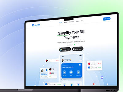Rushbill Landing page landingpage paymentwebsite rushbill ui web design website websitedesign