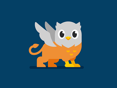 Griffin adorable bird character cute eagle flat friendly geometric griffee griffin griffin mascot griffon gryphon illustration lion mascot minimalist mythical creature playful simple