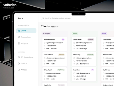 Jerry - Finance manager, dashboard, list of clients board client board clients dashboard development finance list of clients management no code no code development nocode ui ui desing uidesign web web design web development