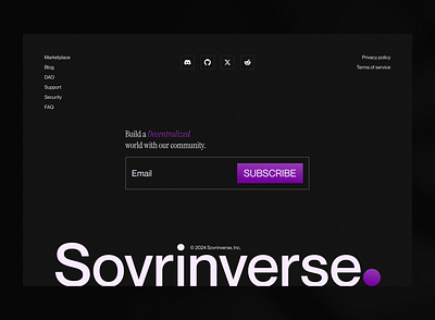 Footer design for Sovrinverse blockchain crypto desktop finance footer landing page on chain product design uiux uxdesign web2 web3 website