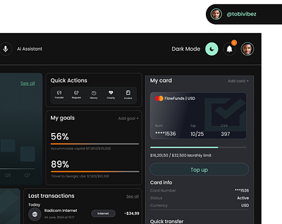 The Dashboard of a fintech application branding design figma fintech technology ui ui design web design