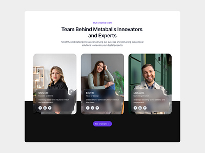Our Team Page - Metaballs case study design system minimal our team section team team member ui design ui kit user experience user interface ux design web design