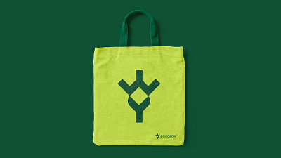 EcoGrow: farm logo and brand identity design agriculture brand identity custom logo eco eco friendly environmental farm graphic design icon leaf lime green logo modern natural negative space organic sun sustainable tote bag design visual identity