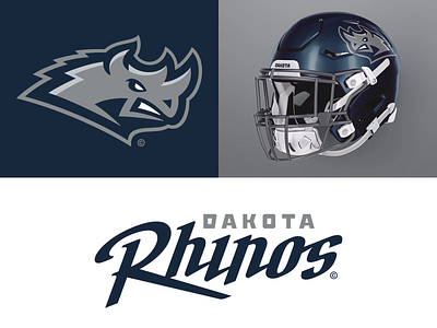 24/32 – Dakota Rhinos branding design football graphic design illustration logo north dakota rhino rhinoceros south dakota sports sports branding typography