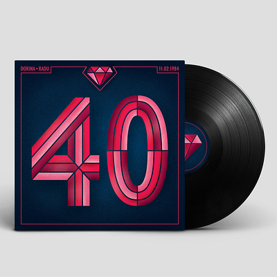 Album artwork: 40 year (ruby) marriage anniversary 40 album artwork anniversary cover design drawing illustration music number procreate red ruby vinyl