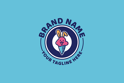 Rabbit Ice Cream Logo fun logo ice cream logo ice cream store logo rabbit ice cream logo rabbit logo