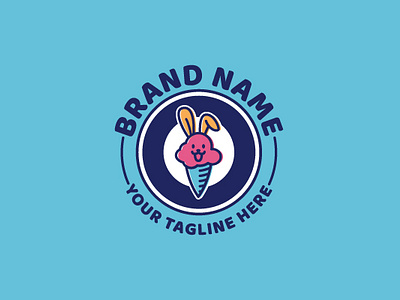 Rabbit Ice Cream Logo fun logo ice cream logo ice cream store logo rabbit ice cream logo rabbit logo