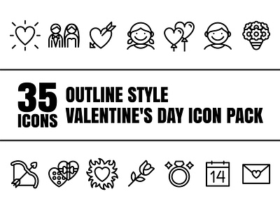 Outlizo - Valentine's Day Icon Pack in Outline Style celebration