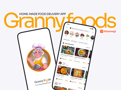 Granny foods - Home-made food delivery app design food food delivery granny foods graphic design healthy food illustration product design renewal app ui user experience user interface ux