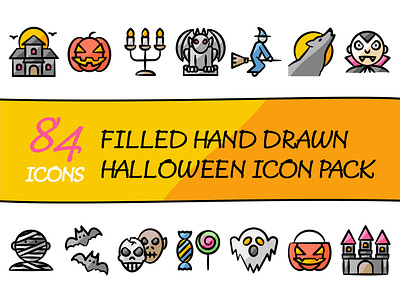 Drawniz - Halloween Icons in Filled Hand Drawn Style celebration