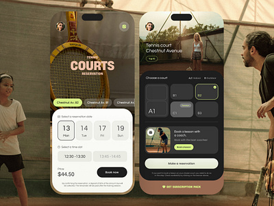 Tennis Courts Reservation App app app design branding design figma ios retro tenis ui ui trends ux vintage