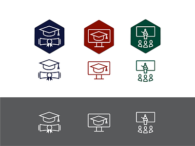 University Icons blue graphic design green icon icon design icons illustration online degree red teaching university